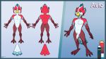  16:9 anthro avian avio avioylin bird feathers genitals hi_res humanoid_genitalia humanoid_penis looking_at_viewer male model_sheet nipples nude penis simple_background solo standing tail_feathers uncut widescreen 