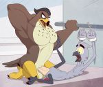  abdominal_bulge african_grey afrotropical_parrot anal anal_penetration anthro anti_dev avian balls beak bird digital_media_(artwork) disney ducktales ducktales_(2017) duo falcon falcon_graves falconid genitals hair hi_res humanoid_genitalia humanoid_penis male male/male male_penetrated male_penetrating male_penetrating_male mammal mark_beaks muscular muscular_male nude parrot penetration penis sex true_parrot 