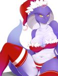  2017 anthro breasts cecily_lin christmas clothing collarbone female hat headgear headwear hi_res holidays legwear multicolored_clothing multicolored_legwear navel nipple_outline non-mammal_breasts red_clothing red_hat red_headwear red_legwear red_topwear reptile santa_hat scalie simple_background snake snake_hood solo thigh_highs topwear two_tone_clothing two_tone_hat two_tone_legwear white_background white_clothing white_hat white_headwear white_legwear yellow_eyes 