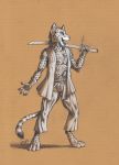  0laffson 4_toes 5_fingers anthro cheetah felid feline fingers hi_res holding_object holding_sword holding_weapon male mammal melee_weapon open_mouth solo sword teeth toes tongue weapon 