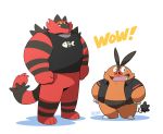  2020 anthro black_body black_fur bottomless briefs clothed clothing cute_fangs duo featureless_crotch fur incineroar looking_at_viewer male male/male nintendo one_eye_closed open_shirt orange_body orange_fur pignite pok&eacute;mon pok&eacute;mon_(species) red_body red_fur red_nose shirt simple_background smile standing striped_body striped_fur stripes takataka tank_top topwear underwear video_games white_background wink yellow_eyes 