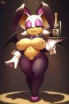  2:3 anthro big_breasts biped breasts chiropteran female front_view genitals hi_res krokobyaka mammal meme navel nipples pussy reverse_bunny_costume rouge_the_bat slightly_chubby solo sonic_the_hedgehog_(series) standing 