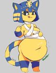  animal_crossing ankha_(animal_crossing) anthro belly big_belly big_breasts breasts digestion domestic_cat egyptian eyeshadow felid feline felis female female_pred hauntz hi_res licking licking_lips looking_at_viewer makeup mammal navel nintendo oral_vore rumbling_stomach solo_focus tongue tongue_out video_games vore yellow_body 