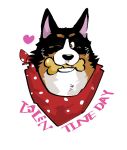  &lt;3 bandanna black_body black_fur bone brown_body brown_eyes brown_fur canid canine canis domestic_dog english_text feral fuddyblog fur herding_dog illumination_entertainment male mammal object_in_mouth one_eye_closed pastoral_dog rooster_(the_secret_life_of_pets) sheepdog simple_background solo teeth text the_secret_life_of_pets white_background white_body white_fur wink 