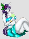  3:4 absurd_res anthro big_breasts bikini breasts cleavage clothed clothing crossed_legs drinks equid female friendship_is_magic handmantoot hi_res horn mammal my_little_pony rarity_(mlp) simple_background solo swimwear unicorn 