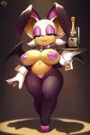  2:3 anthro big_breasts biped breasts camel_toe chiropteran female front_view hi_res krokobyaka mammal meme navel nipple_outline pasties pussy_tape reverse_bunny_costume rouge_the_bat slightly_chubby solo sonic_the_hedgehog_(series) standing 