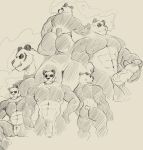  abs anthro beastars big_butt big_muscles big_penis bulge butt cigarette clothing cursedmarked erection eye_scar foreskin genitals giant_panda gouhin greyscale grin hi_res jockstrap male mammal monochrome muscular muscular_male nude pecs penis scar short_tail sketch smile smoke smoking solo standing uncut underwear ursid vein veiny_penis 