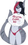  anthro big_breasts breasts clothing female fish grey_body hands_on_hips hi_res huge_breasts marine one_eye_closed rental_mommy requiem_shark shark sharp_teeth smile teeth thick_thighs thong tiger_shark two_tone_tail underwear wink 