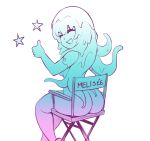  breasts butt chair doctorzexxck eyes_closed female furniture gesture humanoid nude open_mouth open_smile smile solo tentacles thumbs_up 