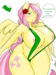  anthro areola areola_slip big_breasts bikini breasts cleavage clothed clothing equid equine female fluttershy_(mlp) friendship_is_magic handmantoot hi_res huge_breasts mammal my_little_pony pterippus simple_background sling_bikini solo swimwear white_background wide_hips wings 