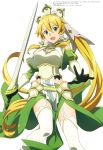  aqua_inc. armor cleavage leafa stockings sword sword_art_online sword_art_online_alicization thighhighs 