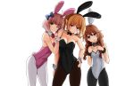  animal_ears blush bow braids brown_hair bunny_ears bunnygirl chieru_(princess_connect) chloe_(princess_connect) hako_roku headband long_hair photoshop pink_hair pointed_ears princess_connect! purple_eyes short_hair twintails white wink yellow_eyes yuni_(princess_connect) 