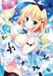  alice alice_in_wonderland cleavage digital_version dress pantsu shiromochi_sakura skirt_lift thighhighs wardrobe_malfunction 