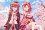  2girls animal_ears brown_hair cape cat_smile doggirl hololive inugami_korone long_hair roke_(taikodon) sakura_miko 