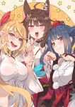  animal_ears fumi_(nijisanji) heterochromia hoshikawa_sara japanese_clothes kitsune nijisanji tonari_no_kai_keruberosu yamagami_karuta 