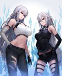  arknights azur_lane bandages cleavage crossover garter saikoro skadi_(arknights) sovetskaya_rossiya_(azur_lane) torn_clothes 