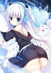  aisu_mint apupop ass headphones muku_(apupop) no_bra open_shirt thighhighs 