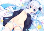  aisu_mint apupop breast_hold cameltoe muku_(apupop) no_bra open_shirt pantsu panty_pull thighhighs underboob 