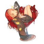  1girl bangs bare_legs belt blonde_hair blunt_bangs boots breasts brown_belt cape cherry cup dress drinking_glass fire food fruit full_body holding holding_food hood hood_up hooded_cape in_container in_cup little_red_riding_hood_(sinoalice) long_hair long_sleeves looking_at_viewer open_mouth red_cape red_hood short_dress simple_background sinoalice sleeves_past_fingers sleeves_past_wrists small_breasts solo teroru torn_clothes wavy_hair white_background wine_glass yellow_eyes 