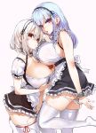  asanagi azur_lane breast_hold dido_(azur_lane) maid no_bra pantsu panty_pull sirius_(azur_lane) thighhighs undressing 