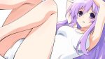  1girl bare_shoulders blush breasts hair_between_eyes iwasi-r long_hair looking_at_viewer medium_breasts nepgear neptune_(series) one-piece_swimsuit open_mouth purple_eyes purple_hair simple_background solo swimsuit white_background 