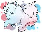  ambiguous_gender blue_body blue_fur canid canine canis cotton_candy curled_tail domestic_dog feral fur gradient hair hi_res japanese_spitz long_hair mammal paws pink_body pink_fur plumed_tail purple_body purple_fur running solo solo_focus sparklepuppoki spitz 