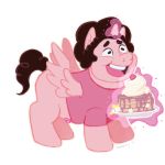  1:1 2020 alexyorim alpha_channel cartoon_network crossover digital_media_(artwork) equid equine food friendship_is_magic fruit hi_res horn horse levitation mammal my_little_pony plant ponification pony popcorn redraw simple_background smile solo solo_focus steven_universe strawberry together_breakfast transparent_background waffles whipped_cream winged_unicorn wings 