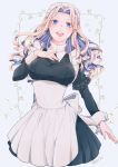  1girl blonde_hair blue_eyes breasts constance_von_nuvelle eel12 fire_emblem fire_emblem:_three_houses highres long_hair long_sleeves maid maid_headdress medium_breasts multicolored_hair open_mouth purple_hair solo twitter_username 