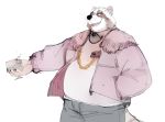  2020 anthro belly bottomwear clothing hi_res male mammal overweight overweight_male pants procyonid raccoon shirt simple_background solo topwear vonzent white_background 