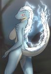  2020 anthro breasts capcom dragon fanged_wyvern female genitals hair hi_res lightning looking_at_viewer monster_hunter nipples nude oddeyes pussy red_eyes reptile scalie solo tobi-kadachi video_games 