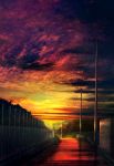  absurdres cloud cloudy_sky fence forest highres mks multicolored multicolored_sky nature no_humans original outdoors power_lines red_sky scenery sky sunset telephone_pole yellow_sky 