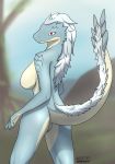  2020 anthro breasts capcom dragon fanged_wyvern female genitals hair hi_res looking_at_viewer monster_hunter nipples nude oddeyes pussy red_eyes reptile scalie solo tobi-kadachi video_games 