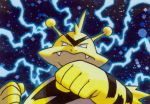  clenched_hands closed_mouth commentary creature electabuzz electricity english_commentary face fangs gen_1_pokemon horns multiple_sources no_humans official_art pokemon pokemon_(creature) pokemon_trading_card_game solo sugimori_ken third-party_source 