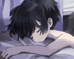  1boy animal_ears bangs closed_eyes dog_boy dog_ears male_focus on_bed original petit_(shinoyasumicco) pillow shinoyasumicco sleeping solo 