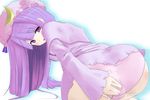  bad_id bad_pixiv_id hat long_hair muranisaki panties patchouli_knowledge pink_panties purple_hair ribbon solo touhou underwear 