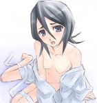 barefoot black_hair bleach breasts kuchiki_rukia open_clothes open_robe robe shimano_natsume sketch small_breasts solo 