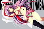  animal_ears bad_id bad_pixiv_id breasts bunny_ears chikushou_desu long_hair medium_breasts nipples panties purple_hair red_eyes reisen_udongein_inaba ribbon skirt solo striped striped_panties thighhighs touhou underwear 