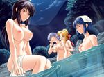  bath black_hair blonde_hair blue_eyes blue_hair braid breast_grab breasts closed_eyes dutch_angle game_cg grabbing groping hair_ribbon kiriya_erika kurogane_otome large_breasts lavender_hair multiple_girls navel night nipples nude onsen outdoors partially_submerged ponytail red_eyes red_ribbon ribbon satou_yoshimi shironeko_sanbou sitting soaking_feet towel towel_on_head towel_on_legs tsuyokiss water wet white_towel yashi_nagomi yuri 