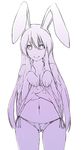  animal_ears aoinagi bunny_ears lowleg lowleg_panties monochrome panties reisen_udongein_inaba shirt_lift side-tie_panties solo touhou underwear 