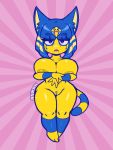  2020 animal_crossing ankha_(animal_crossing) anthro areola belly big_breasts blue_hair breasts conditional_dnp domestic_cat egyptian felid feline felis female genitals hair lipstick looking_at_viewer makeup mammal nintendo nude pubes pussy short_hair short_stack solo striped_tail stripes teckworks thick_thighs video_games 