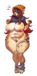  2020 anthro areola beanie belly big_breasts big_nipples black_hair black_nose breasts bypbap canid canine canis clothing curvy_figure digital_media_(artwork) domestic_dog female fur genitals grin hair hat headgear headwear hi_res huge_thighs knock-kneed mammal mostly_nude multicolored_hair navel nipples panties panties_around_legs panties_down pubes pussy red_hair rowland_(bypbap) shirt simple_background slightly_chubby smile solo standing tan_body tan_fur tattoo thick_thighs tongue tongue_out topwear two_tone_hair underwear voluptuous 