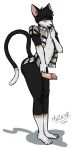  2020 alpha_channel animal_crossing anthro biped black_body black_fur bodily_fluids bottomless clothed clothing covering_mouth covering_own_mouth digital_media_(artwork) domestic_cat felid feline felis fur genital_fluids genitals hi_res humanoid_genitalia humanoid_penis looking_at_viewer male mammal mazark nintendo nude partially_clothed penis simple_background solo standing transparent_background video_games white_body white_fur yellow_eyes 