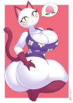  animal_crossing anthro big_breasts big_butt blush bottomless breasts butt butt_grab clothed clothing domestic_cat felid feline felis female fur hand_on_butt hi_res looking_at_viewer looking_back mammal nintendo olivia_(animal_crossing) rivy_k solo video_games white_body white_fur 