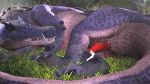  3d_(artwork) ark_survival_evolved barlu crocodile crocodilian crocodylid digital_media_(artwork) dinosaur erection eyes_closed feral genitals grass hi_res kaprosuchus male penile penis reptile scales scalie sleeping solo source_filmmaker teeth video_games 