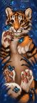  2020 ambiguous_gender arthropod black_stripes butterfly digital_media_(artwork) felid feral flashw fur group insect lepidopteran mammal orange_body orange_eyes orange_fur pantherine pawpads paws smile striped_body striped_fur stripes tiger young 