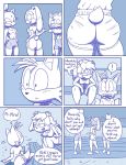  2020 aged_up amy_rose anthro archie_comics athletic_wear big_breasts biped blaze_the_cat blue_and_white bottomwear breasts butt butt_focus canid canine clothed clothing comic comic_page cream_the_rabbit dialogue digital_media_(artwork) domestic_cat ear_piercing english_text eulipotyphlan felid feline felis female fingers fox fur group hair half-closed_eyes hedgehog herpestid hi_res lagomorph legwear leporid looking_at_viewer looking_back loshon male mammal miles_prower mina_mongoose mongoose monochrome narrowed_eyes pants piercing rabbit rear_view shirt shorts simple_background smile smirk sonic_the_hedgehog_(archie) sonic_the_hedgehog_(comics) sonic_the_hedgehog_(series) standing t-shirt tail_tuft text tight_bottomwear tight_clothing tight_pants topwear tuft video_games wide_hips 