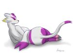  2019 alex.fetter anthro breasts butt claws female feral mienshao nintendo nude pok&eacute;mon pok&eacute;mon_(species) rear_view red_eyes side_boob simple_background sketch solo video_games 