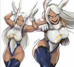  2020 animal_humanoid breasts clothing female gloves grey_hair hair handwear humanoid lagomorph lagomorph_humanoid legwear leotard leporid_humanoid mammal mammal_humanoid miruko my_hero_academia rabbit_humanoid red_eyes rumi_usagiyami shibusun simple_background solo tan_body tan_skin thigh_highs white_background 