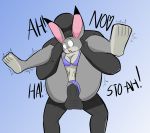  anthro bikini clothing disney duo female forced full_nelson genitals human human_on_anthro interspecies judy_hopps lagomorph leporid male male/female mammal penetration penis rabbit shoobiedoobie12 swimwear zootopia 