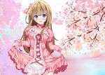  blue_eyes blush brown_hair dress flowers lolita_fashion long_hair original thighhighs ye_ye_(jasonbee2) 